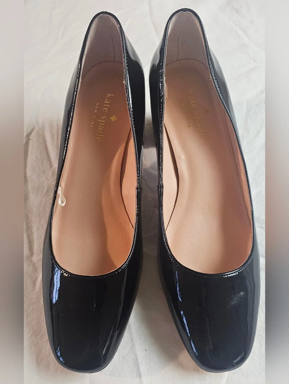 Kate Spade New York Dolores Patent Leather Pumps with Glitter Block Heels